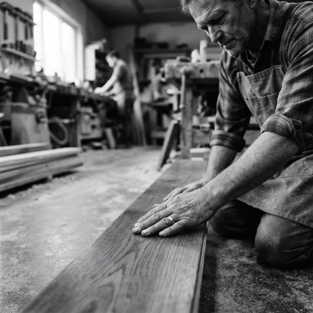 Craftsman refinishing a hardwood floor
